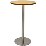 RAPIDLINE DRY BAR TABLE 600 X 1050MM BEECH COLOURED TABLE TOP  STAINLESS STEEL BASE