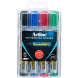 ARTLINE 579 WHITEBOARD MARKER CHISEL 5MM ASSORTED HARD CASE PACK 4