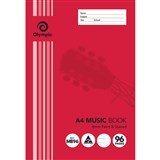 OLYMPIC M896 MUSIC BOOK FEINT AND STAVED 8MM 96 PAGE 55GSM A4 PACK 10