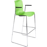 DAL ACTI BAR STOOL SLED BASE HIGH 760MM ARMS BLACK ARMPADS AND CHROME FRAME GREEN POLYPROP SHELL