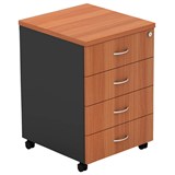 OM MOBILE PEDESTAL 4DRAWER LOCKABLE 468 X 510 X 685MM CHERRYCHARCOAL