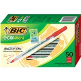 BIC ECOLUTIONS ROUND STIC BALLPOINT PEN MEDIUM RED BOX 50