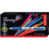BIC INTENSITY PERMANENT MARKER BULLET ULTRA FINE BLUE BOX 12