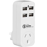 THE BRUTE POWER CO ADAPTOR 1 OUTLET WITH 4 USB PORTS