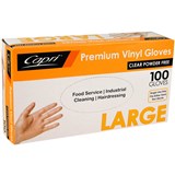 CAPRI VINYL GLOVE POWDER FREE CLEAR LARGE PACK 100