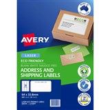 AVERY 959128 L7159EV ECO FRIENDLY LABELS LASER 24UP WHITE PACK 20