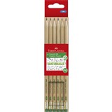 FABERCASTELL NATURAL GRAPHITE PENCILS WITH ERASER TIP HB PACK 6