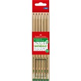 FABERCASTELL NATURAL GRAPHITE PENCILS WITH ERASER TIP 2B PACK 6