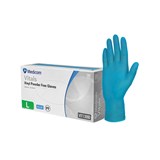 MEDICOM VITALS VINYL POWDER FREE GLOVES BLUE SMALL PACK 100