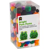 EDUCATIONAL COLOURS POM POMS BRIGHT ASSORTED PACK 300