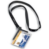 DURABLE DELUXE CARD HOLDER WITH NECKLACE CHARCOAL