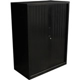 GO STEEL TAMBOUR DOOR CABINET 2 SHELVES 1016 X 1200 X 473MM BLACK