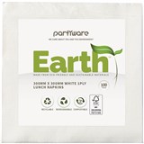 EARTH ECO LUNCHEON NAPKIN 1 PLY 300 X 300MM WHITE PACK 100