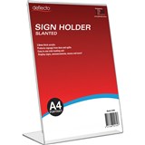 DEFLECTO BLUEPRINT SIGN HOLDER SLANTED PORTRAIT A4 CLEAR