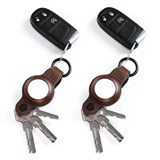 KEYSMART AIR COMPACT LEATHER KEY HOLDER AND CASE FOR APPLE AIRTAG BROWN PACK 2