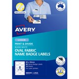 AVERY OVAL FABRIC NAME BADGE LABELS 84 X 50 MM WHITE 80 LABELS