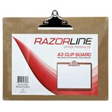 RAZORLINE CLIPBOARD MASONITE LANDSCAPE LARGE CLIP A3 BROWN 250SHEETS