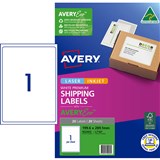 AVERY 952005 PREMIUM SHIPPING LABELS WITH AVERYECO 1UP WHITE 20 SHEETS