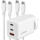 COMSOL USB GAN CHARGER WITH 2 X USBC CABLES 67W WHITE