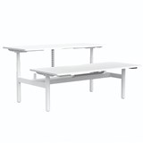 BURO SYNTRA HEIGHT ADJUSTABLE WHITE DESK BACK TO BACK 1800 X 750MM WHITE FRAME
